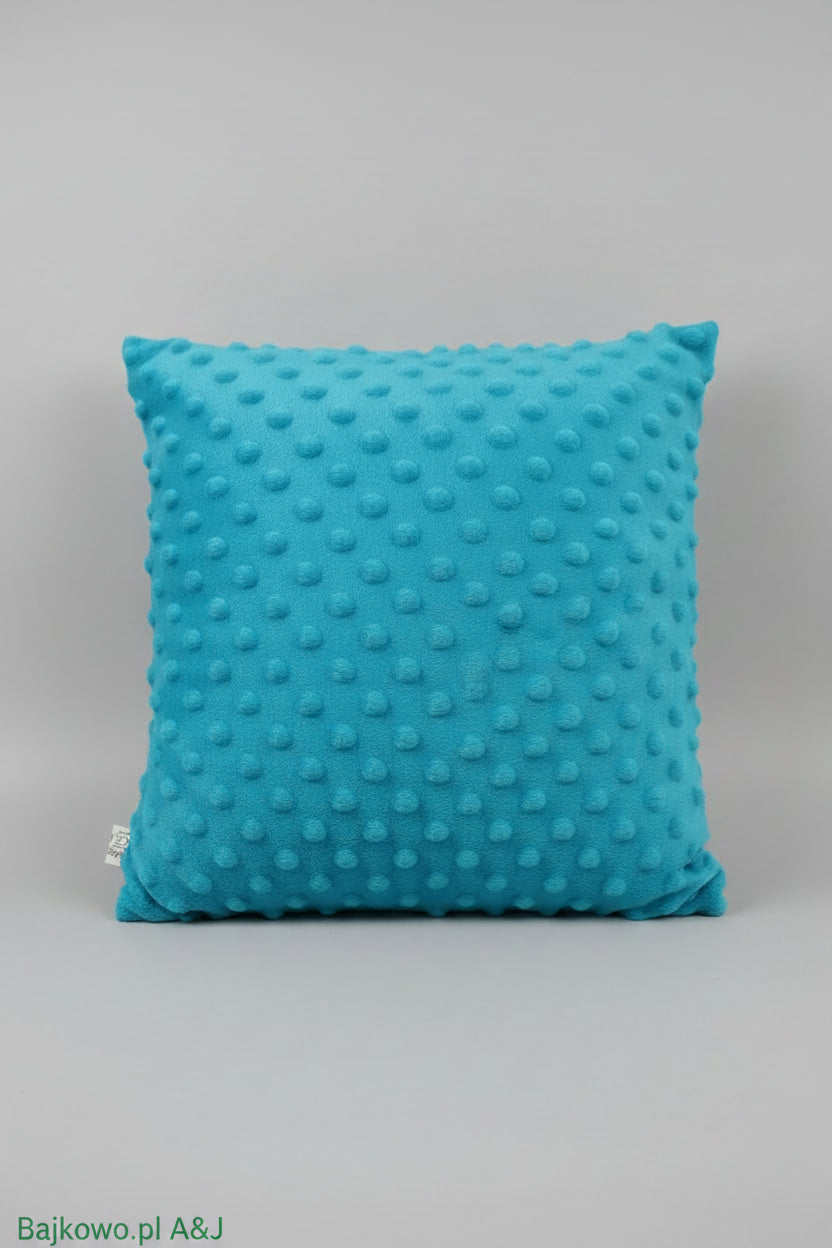 Poduszka w pieski 30x25 , bawełna plus minky kropkowany kolor niebieski