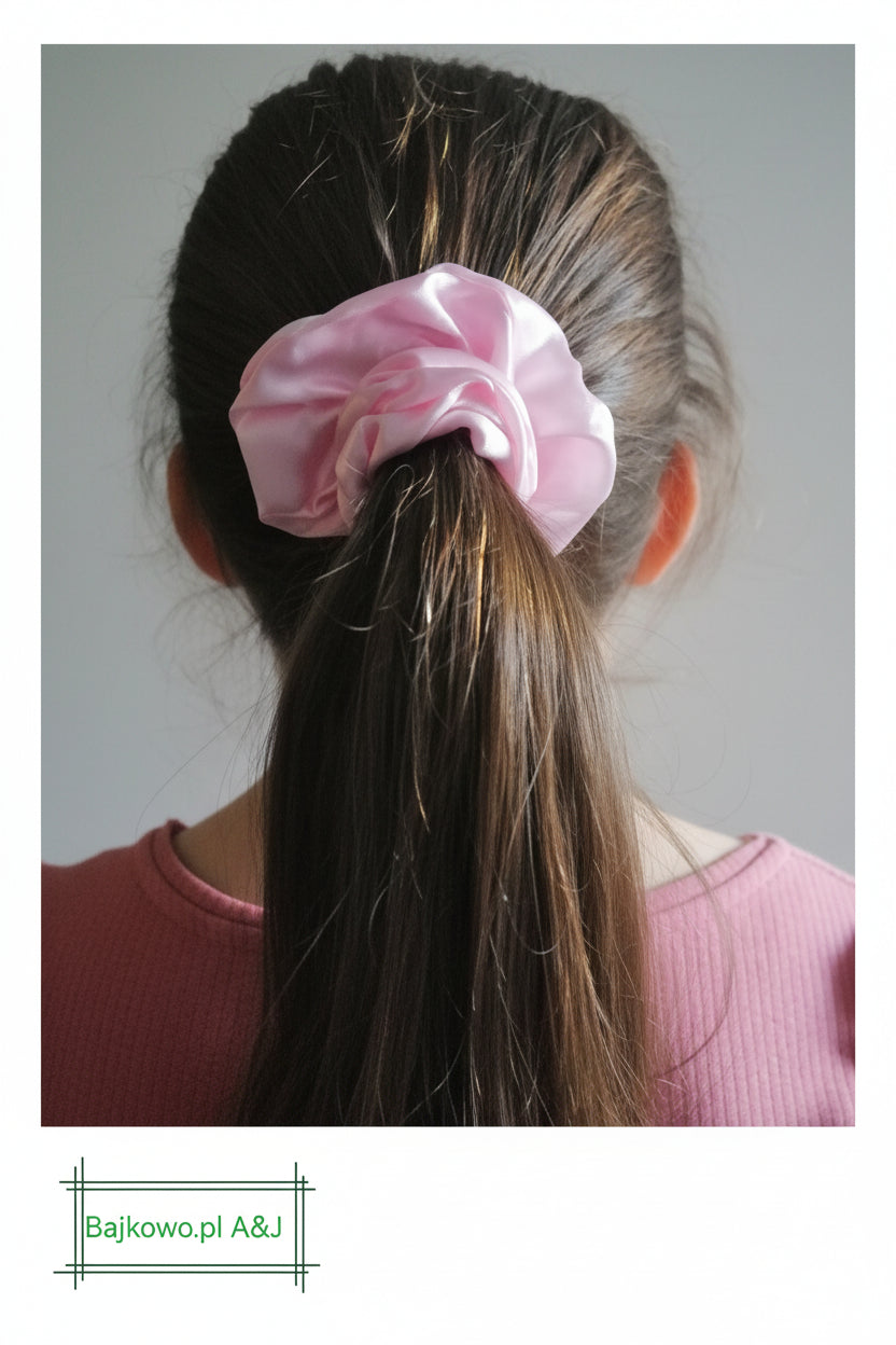 Gumka satynowa do włosów typu Scrunchie roz.MIDI- mix kolorów